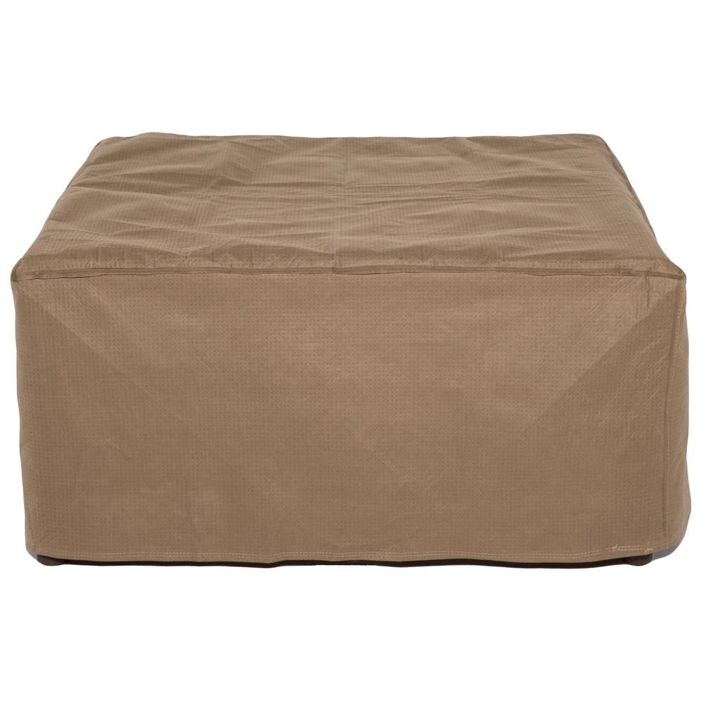 Duck Covers Essential 32 In Tan Rectangle Patio Ottoman Or Side Table Cover Eot322518 The Home Depot