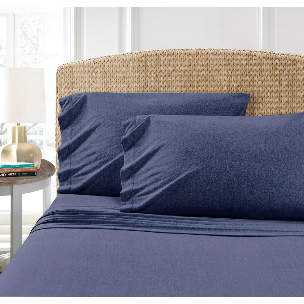 Morgan Home Mhf Cotton Blend Indigo Jersey Extra Long Twin Mhf Home Cotton Blend Indigo Jersey Extra Long Twin Sheet Set
