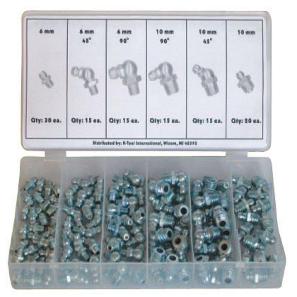 K Tool International Metric Grease Fitting Assortment (110Piece