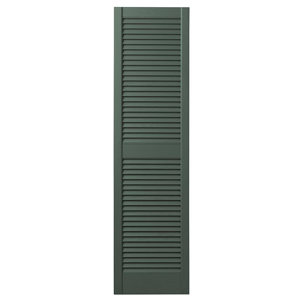 Ply Gem 15 in. x 63 in. Open Louvered Polypropylene Shutters Pair in GreenVINLV1563 55 The