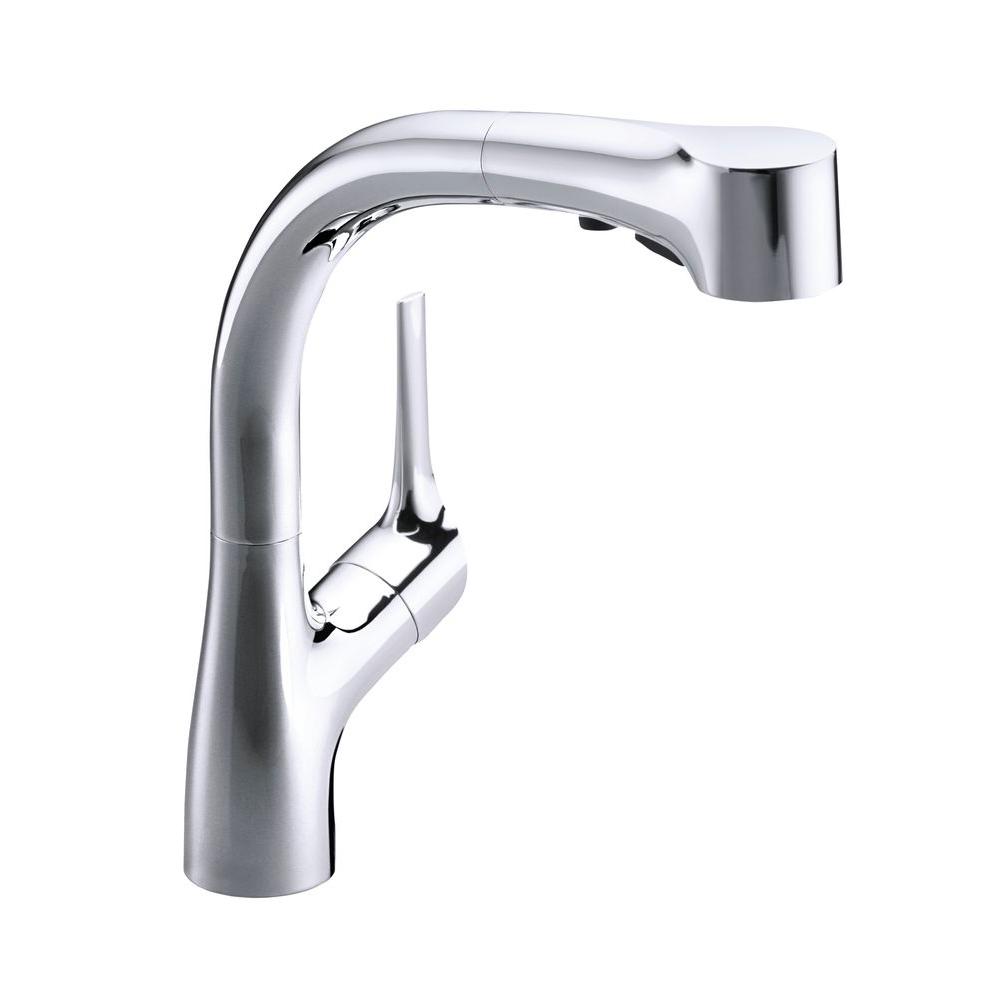 KOHLER Forte Single Handle Pull Out Sprayer Kitchen Faucet In