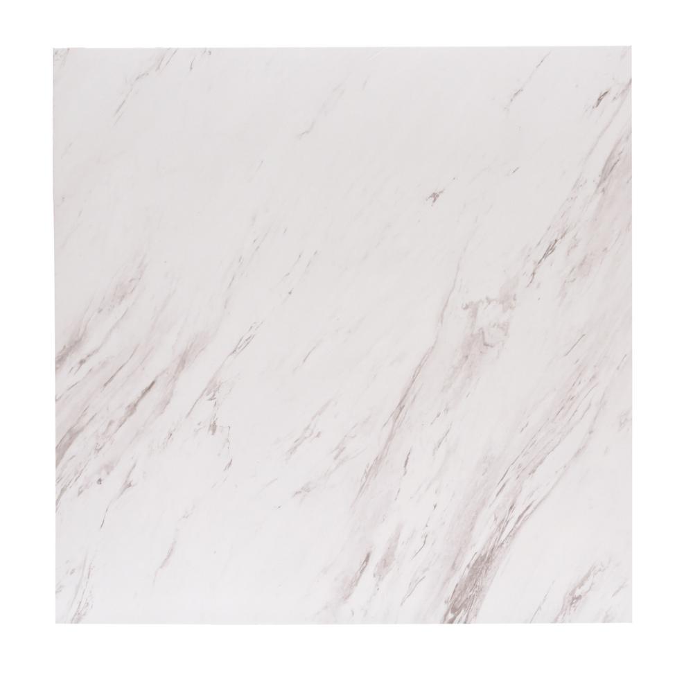 Trafficmaster Carrara Marble 18 In X 18 In Peel And Stick Vinyl Tile 27 Sq Ft Case Ss1212 The Home Depot