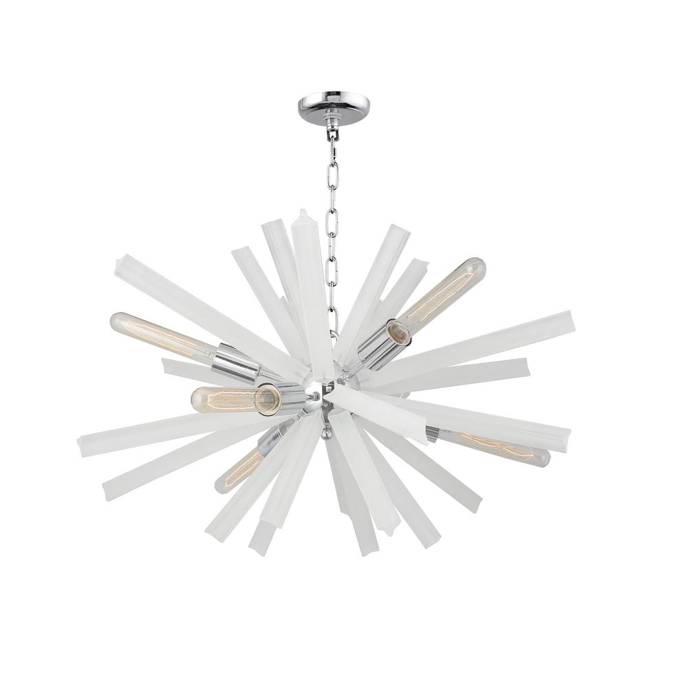 Currier 9 Light Chrome And White Crystals Sputnik Chandelier Lz224 9 The Home Depot
