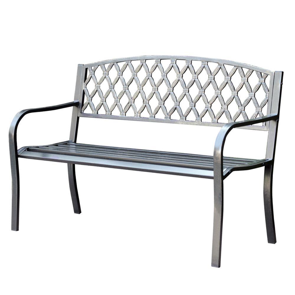 Jeco 50 In Crossweave Curved Back Steel Park Bench PB004