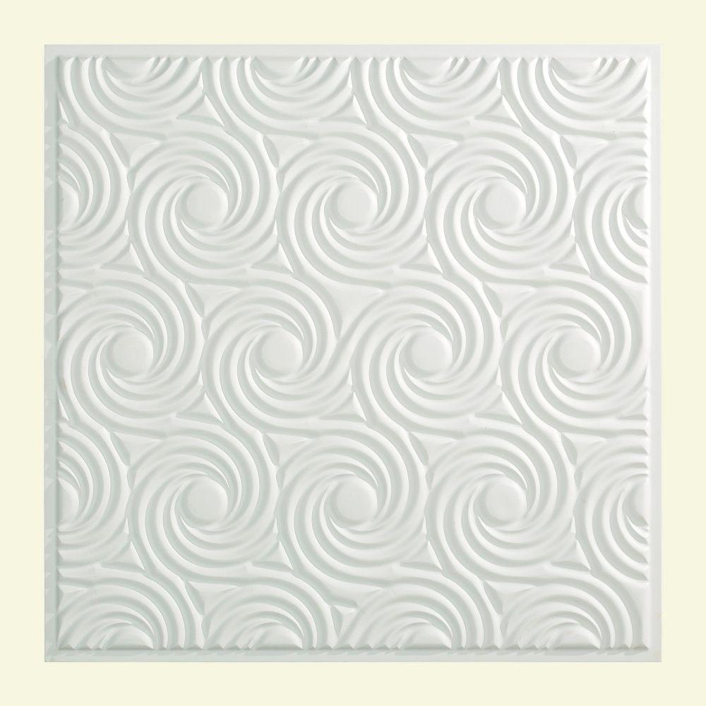 Fasade Cyclone 2 Ft X 2 Ft Vinyl Lay In Ceiling Tile In Gloss White