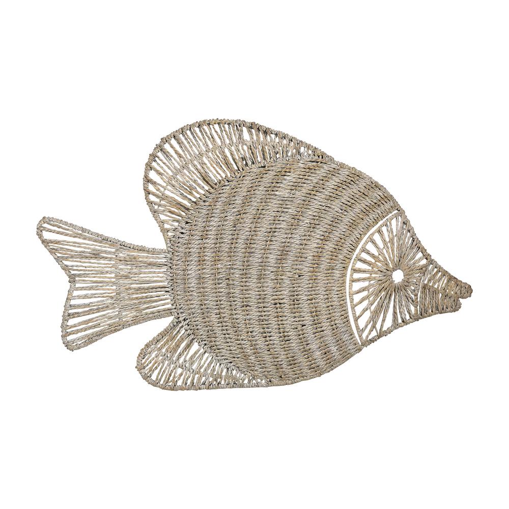 White Washed Wicker Fish Wall Decor