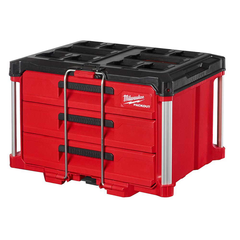 Photo 1 of Milwaukee PACKOUT 22 in. Modular 3-Drawer Tool Box with Metal Reinforced Corners