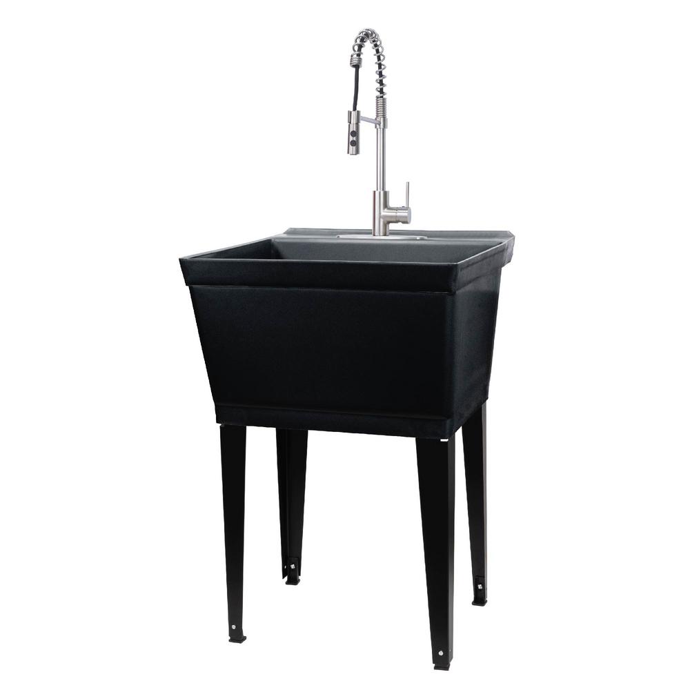 Unbranded 22 875 In X 23 5 In Black 19 Gallon Thermoplastic Utility   Black Utility Sinks 040 Us6510blkss 64 145 