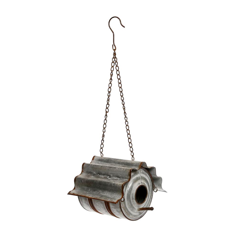 Alpine Corporation 7 In Tall Metal Tin Can Birdhouse Ors650 The