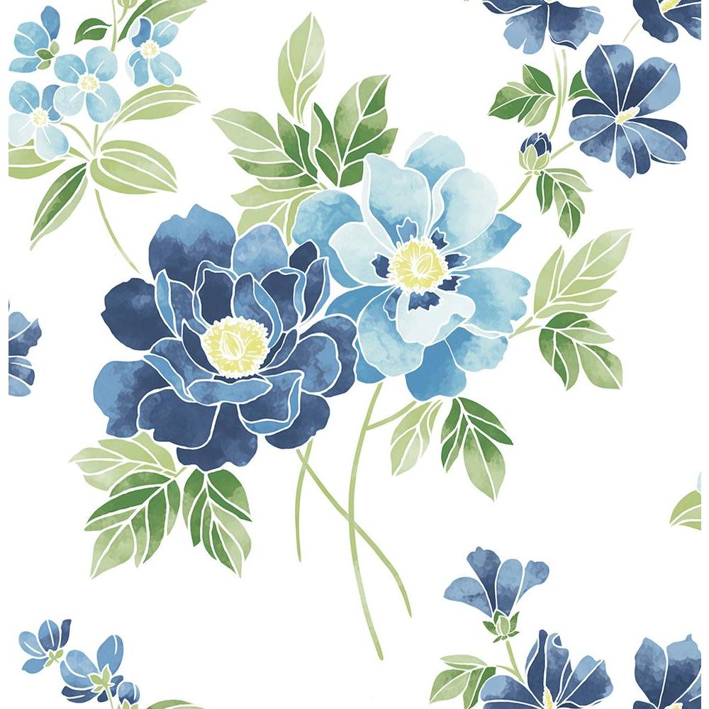 AStreet Elsie Sky Blue Floral Wallpaper265722215 The Home Depot