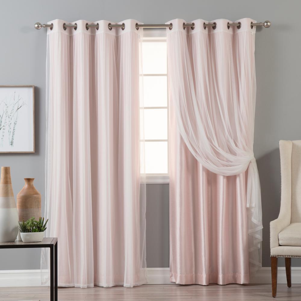 Best Home Fashion 84 In L Umixm Tulle And Light Pink Faux Silk