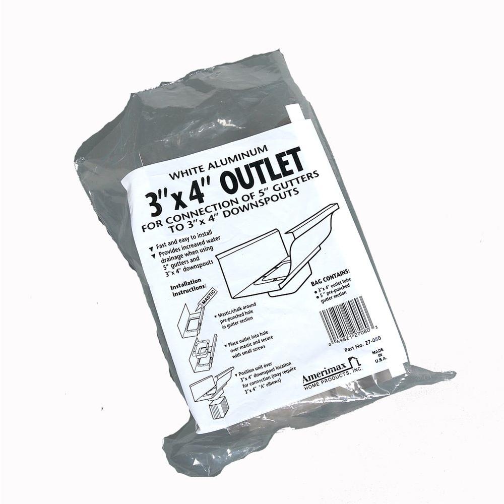 Amerimax Home Products 5 in. White Aluminum Gutter End with 3 in. x 4