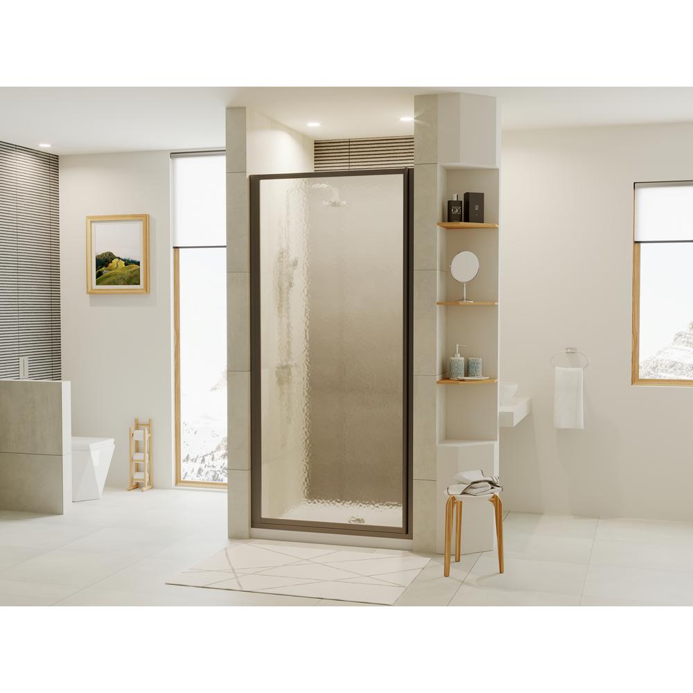 Coastal Shower Doors Legend 31 625 In To 32 625 In X 64 In Framed Hinged Shower Door In Black Bronze With Obscure Glass