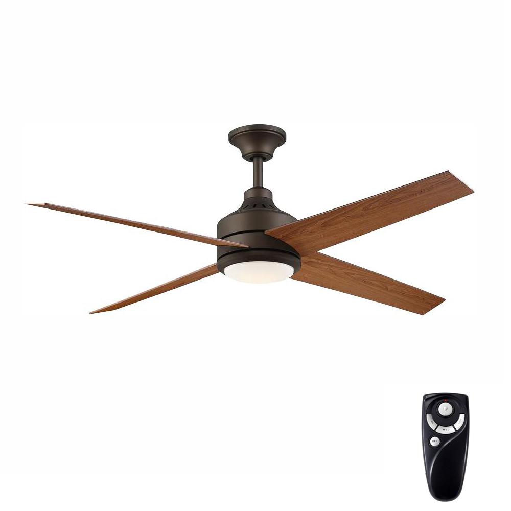 Home Decorators Collection Mercer 56 In Integrated Led Indoor Oil Rubbed Bronze Ceiling Fan With Light Kit And Remote Control