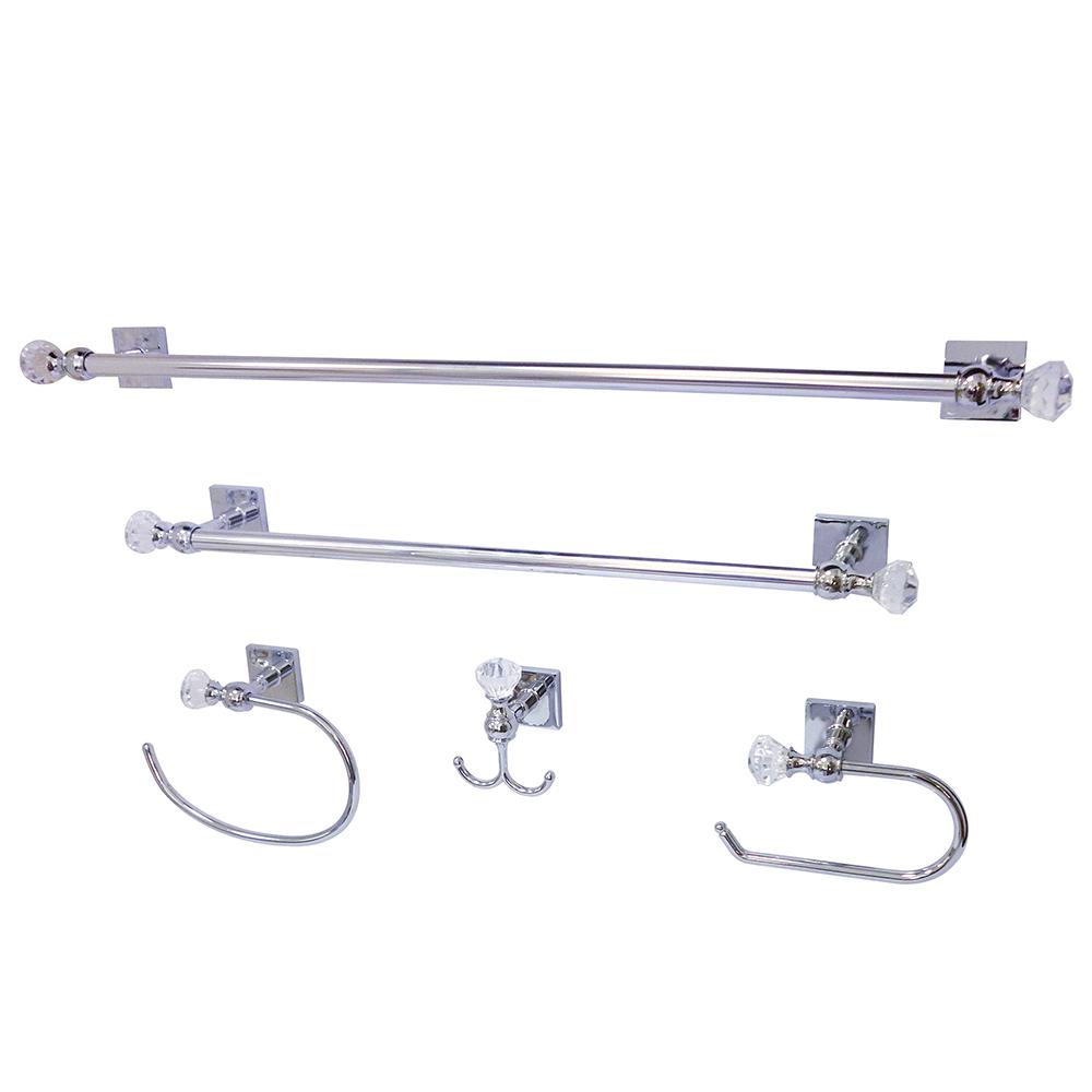 Kingston Brass Square Crystal 5 Piece Bath Hardware Set In Chrome Hbahk70512478c The Home Depot 5149