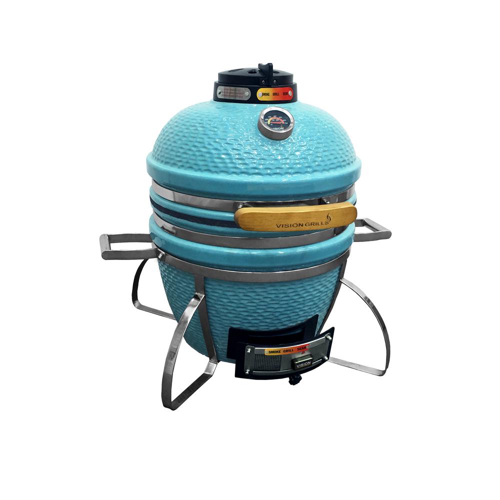 Vision Grills Cadet Kamado Charcoal Grill in Teal by Vision Grills