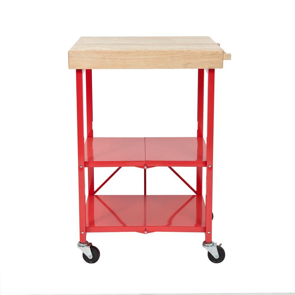 Shelf Origami The Home Depot 26 In W Rubber Wood Folding Kitchen Island Cart