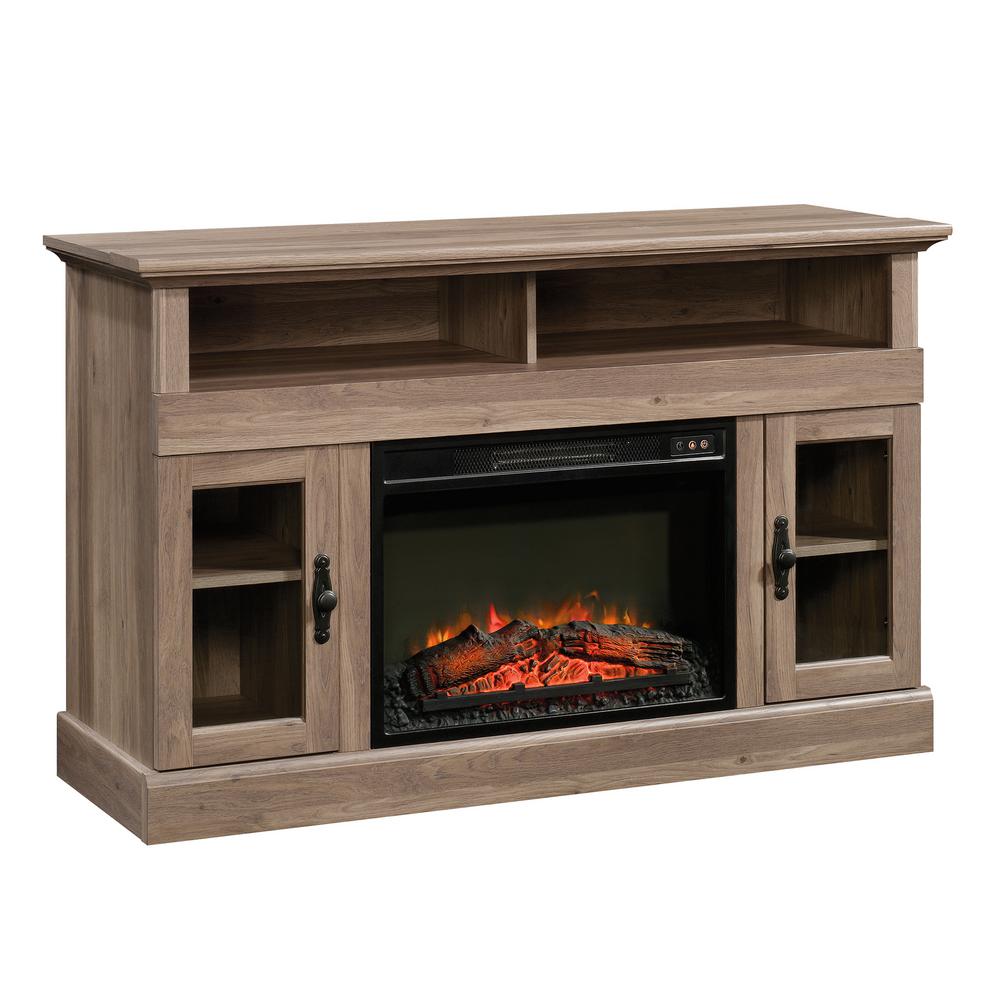 Sauder Barrister Lane Salt Oak Fireplace Entertainment