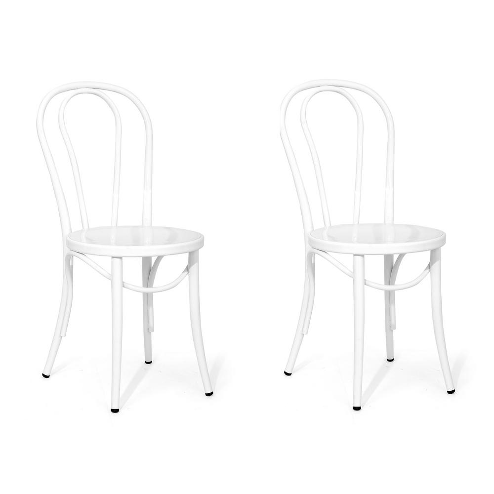 Unbranded Ellie White Metal Bistro Chairs (2-Pack)-0272401 - The Home Depot