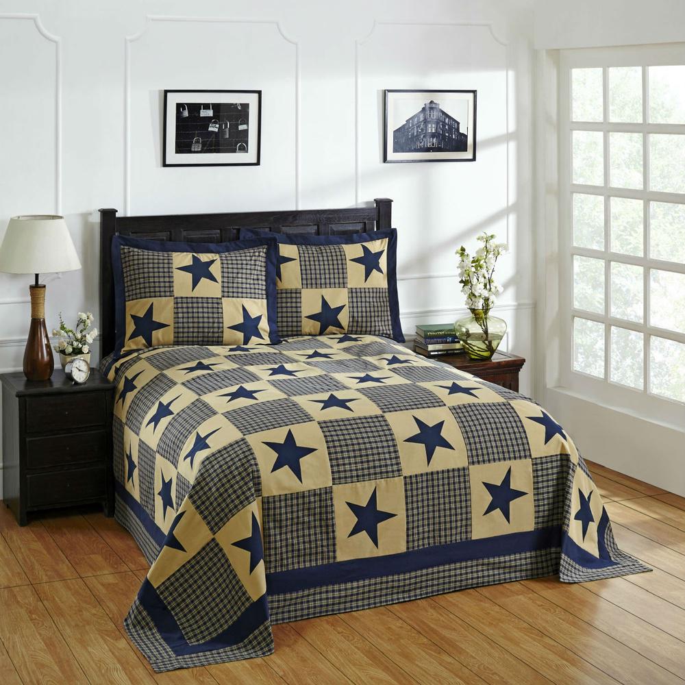 Better Trends Star 1 Piece Blue Gold Twin Bedspread Ss Bssttwblgo