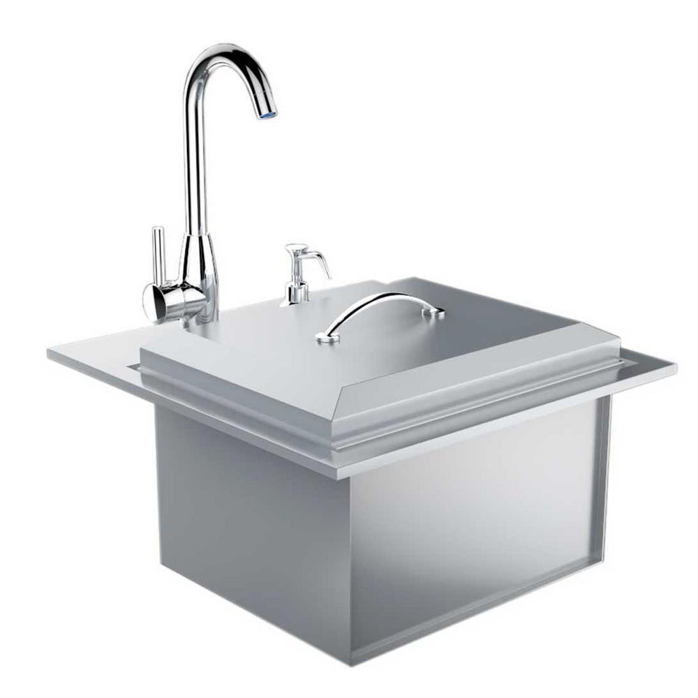 Sunstone Premium Drop In Sink With Hot And Cold Water Faucet And Cutting Board B Ps21 The Home Depot