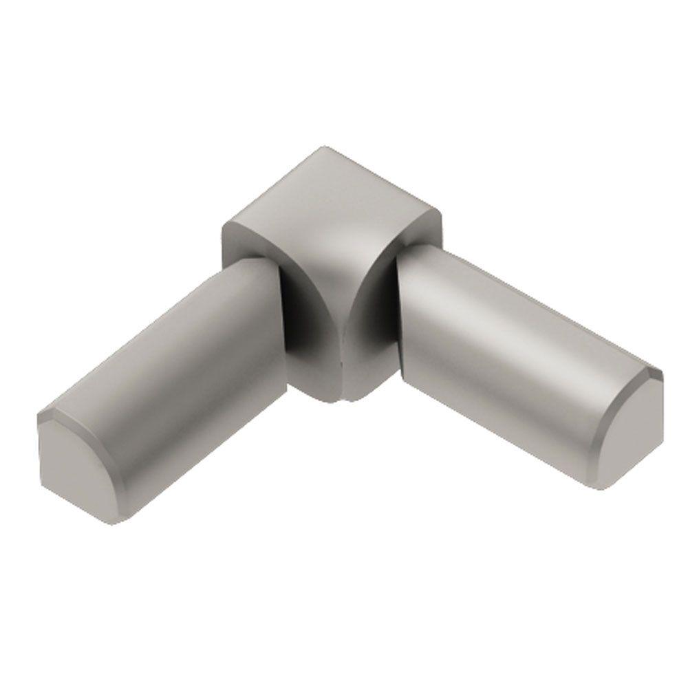 Schluter Rondec Satin Nickel Anodized Aluminum 1 2 In X Metal Schluter Rondec Satin Nickel Anodized Aluminum 1 2 In X Metal 90 Degree Double Leg Inside Corner