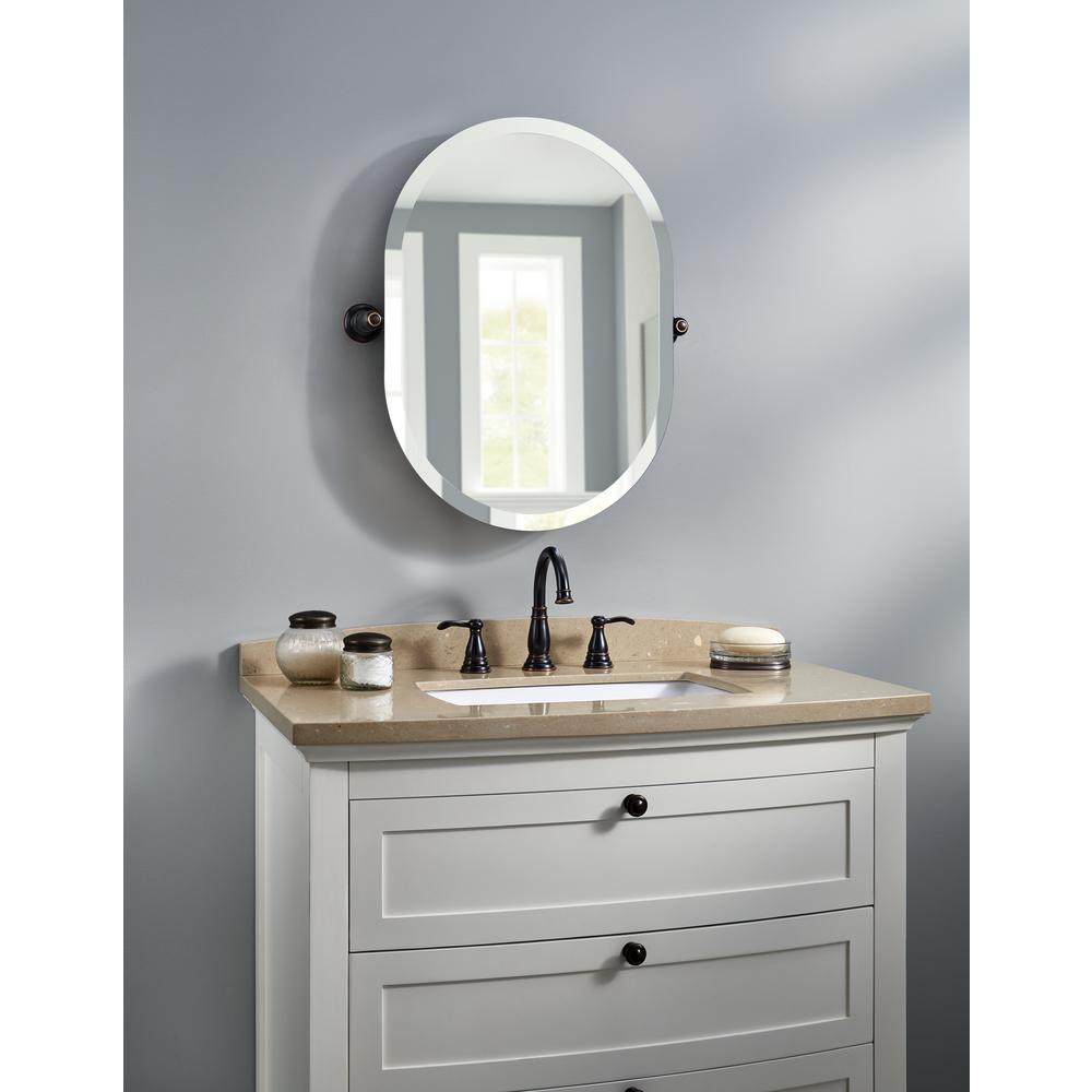 Delta Porter 26 In X 23 Frameless Oval Bathroom Mirror With Beveled Edges Oil Rubbed Bronze