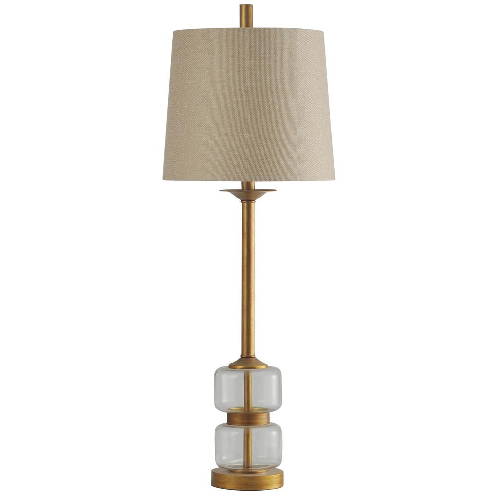 clear and gold lamp