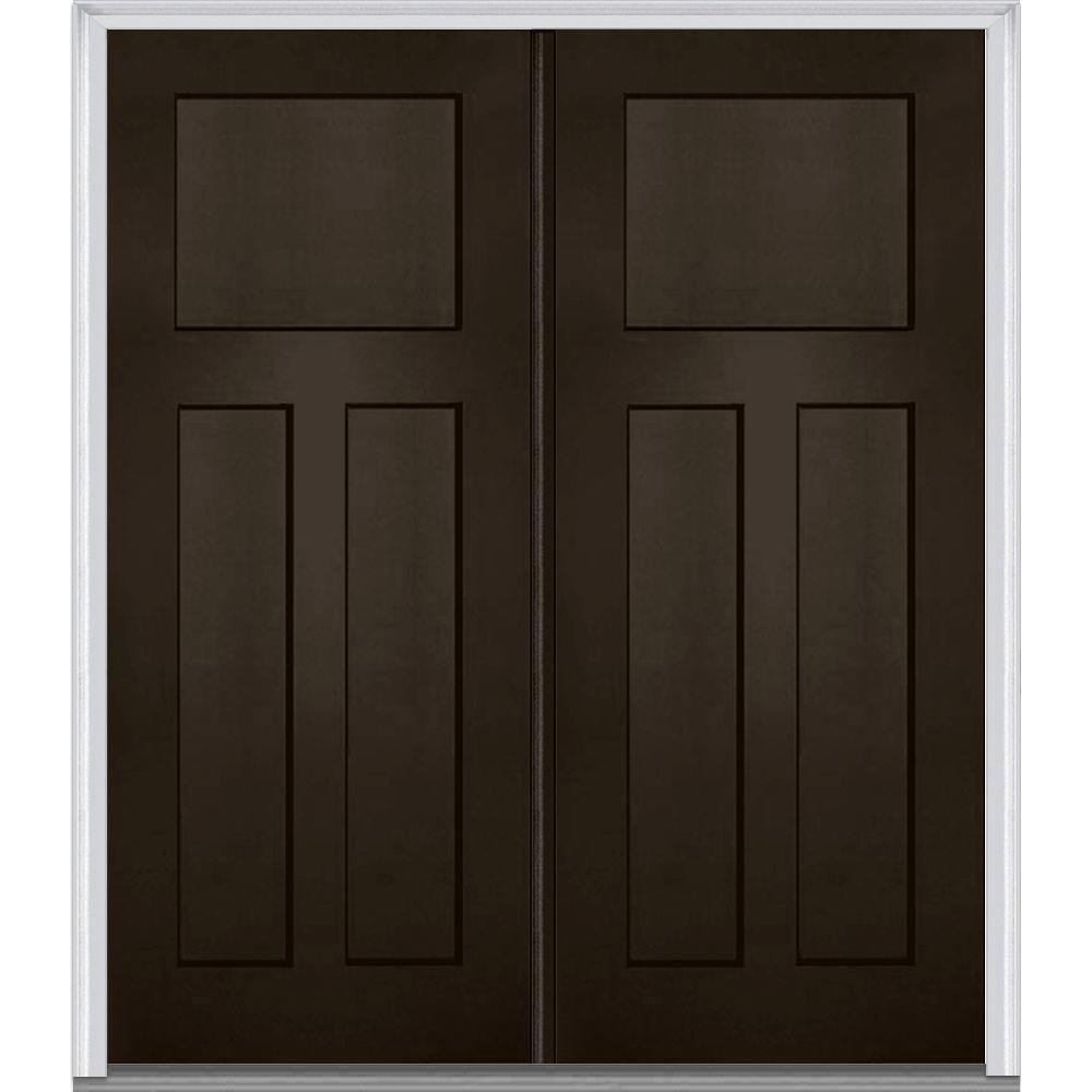 Mmi Door 72 In X 80 Classic Left Hand Inswing Craftsman 3 Panel Classic Left Hand Inswing Craftsman 3 Panel Painted Fiberglass Smooth Prehung Front Door With Brickmould