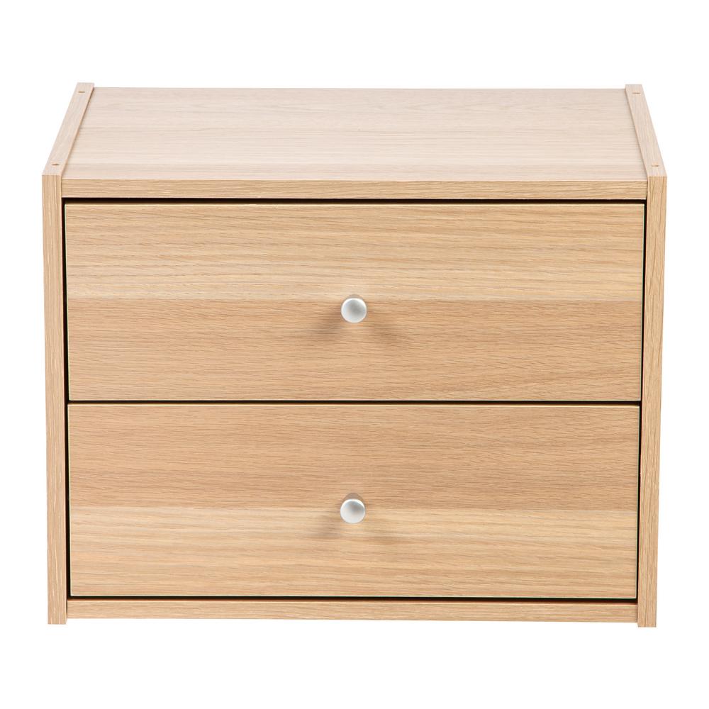 Iris Tachi Light Brown Modular Wood Stacking Storage Box With