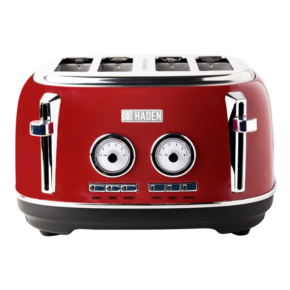 HADEN Dorset 1500Watt 4Slice Red Wide Slot Retro Toaster with