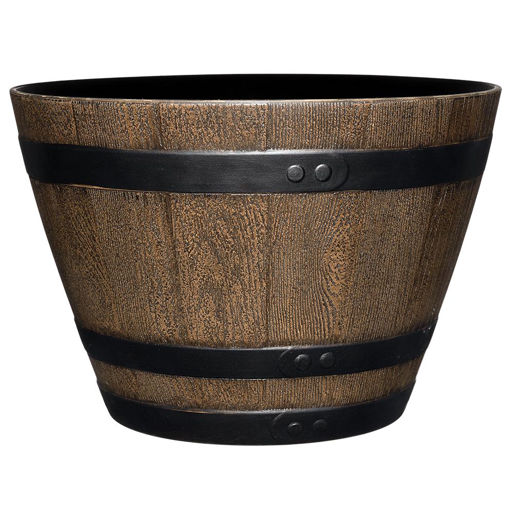 Classic Home Garden Jameson 15 In Kentucky Walnut Resin Whiskey   Kentucky Walnut Classic Home Garden Barrel Planters 72d 037pb 64 1000 