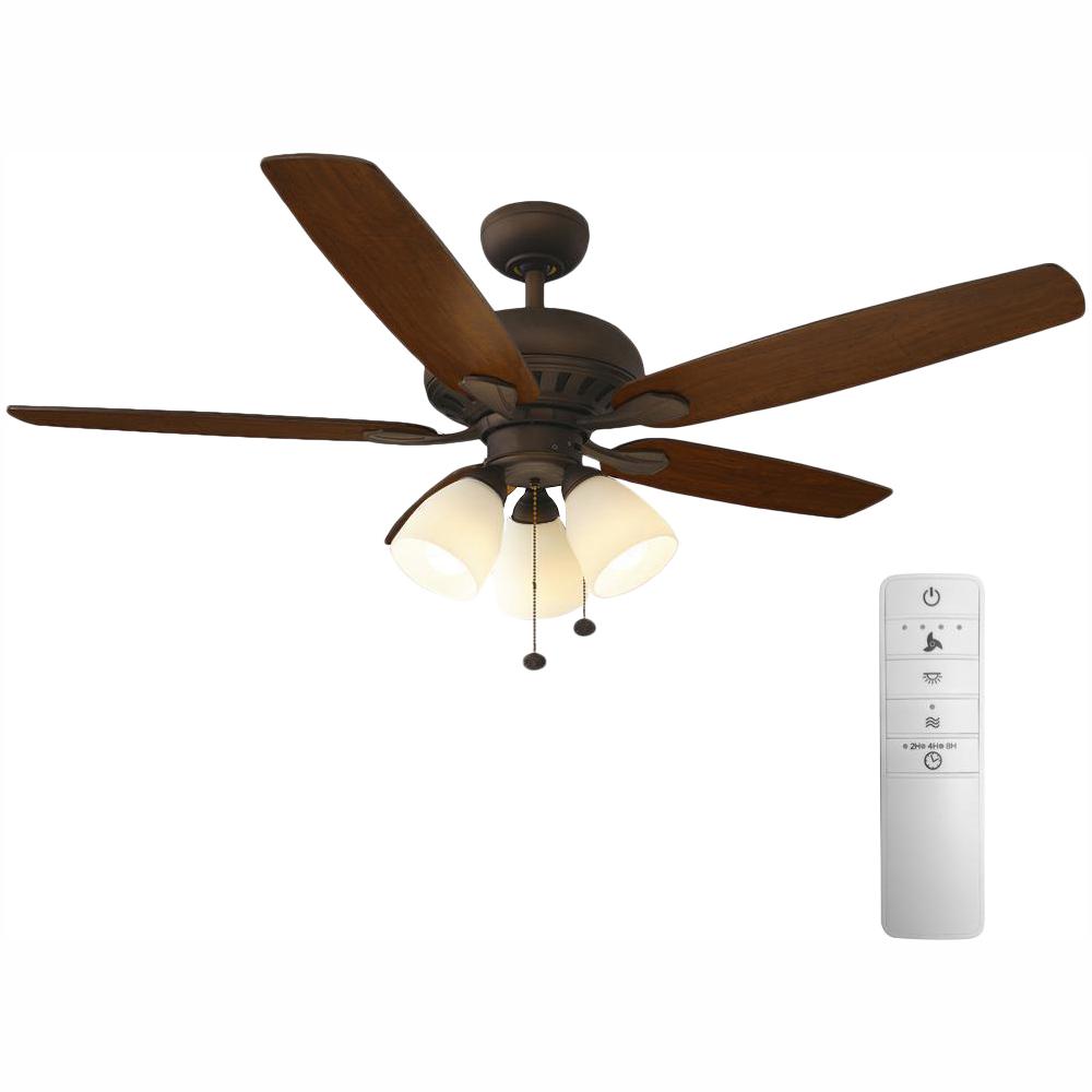 Hampton Bay Rockport 52 In Led Indoor Oil Rubbed Bronze Smart Ceiling Fan With Light Kit And Wink Remote Control