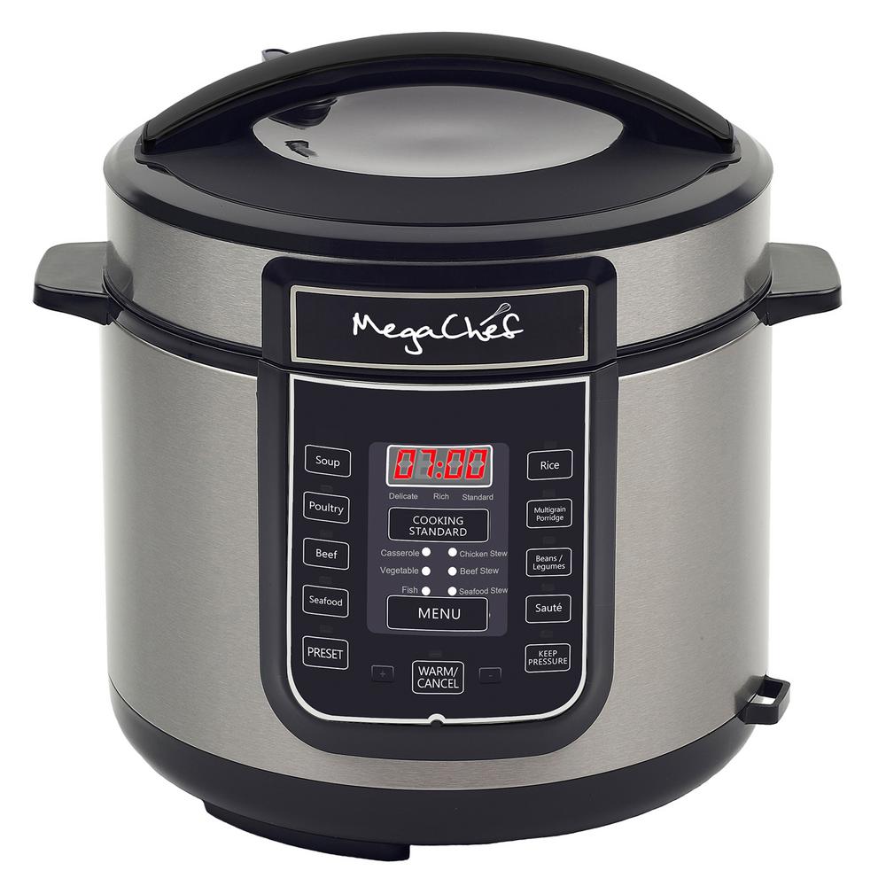 Megachef 6 Qt Black Electric Pressure Cooker With Built In Timer 98599675m The Home Depot 6000