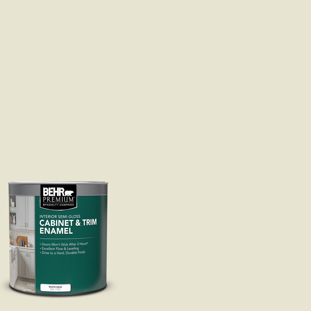 Behr Premium 1 Qt 73 Off White Semi Gloss Enamel Interior Cabinet And Trim Paint