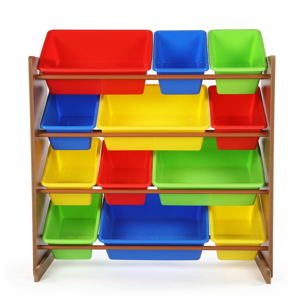 Tot Tutors Highlight Dark Pine and Primary Toy Storage Organizer with 12-Plastic... by Tot Tutors