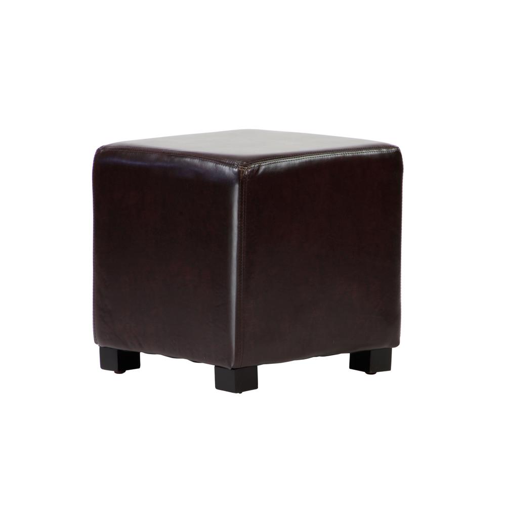 Lux Home Tyler Chocolate Faux Leather Ottoman Cube Dwc 160ch The Faux Leather Ottoman Cube Dwc 160ch