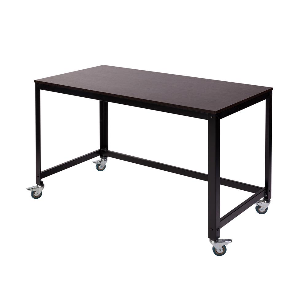 Onespace Loft Espresso Writing Desk With Steel Frame Wood Surface