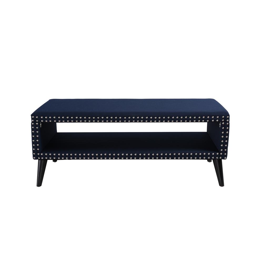 Midnight Blue Bedroom Benches Furniture The Home Depot Lorenzo Midnight Blue Entryway Bench