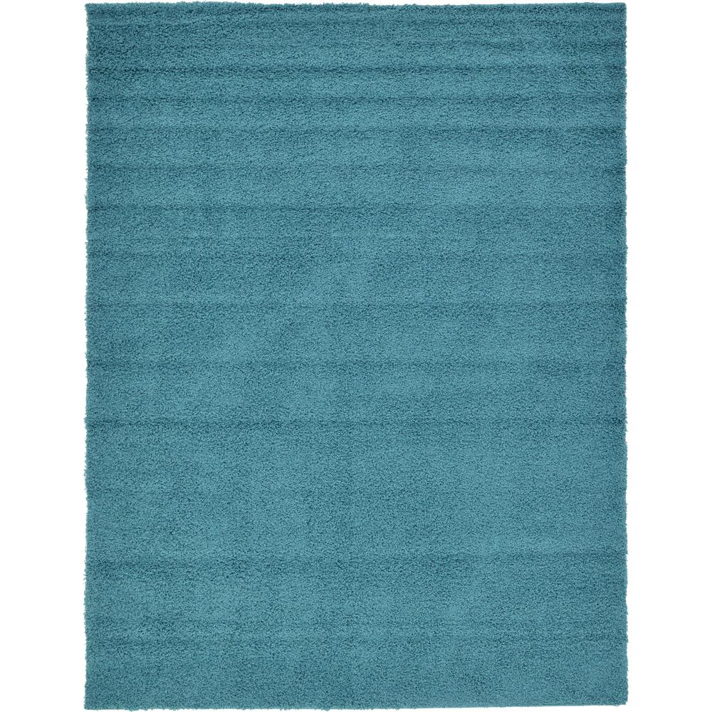 Unique Loom Solid Shag Deep Aqua Blue 9 ft. x 12 ft. Area Rug3127854