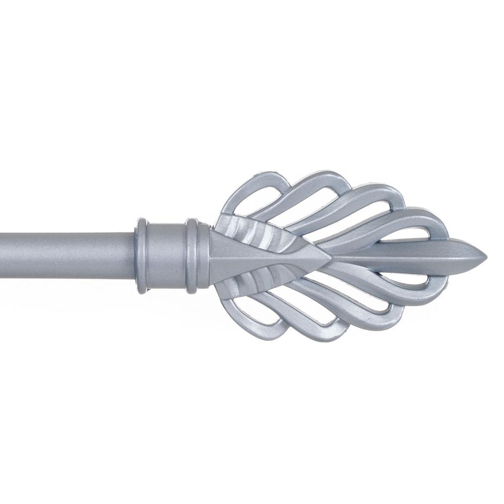 Leaf 62 In 144 Telescoping 3 4 Single Curtain Rod Kit Leaf 62 In 144 Telescoping 3 4 Single Curtain Rod Kit Silver 63 19223 L Si The Home Depot