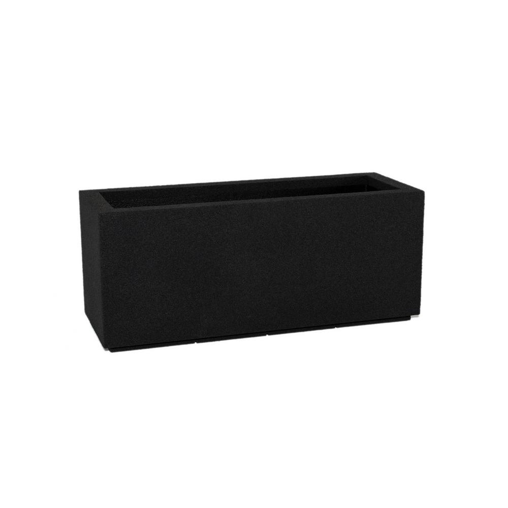 PolyStone Planters Milan Tall 46 in. x 19 in. Black Trough ...