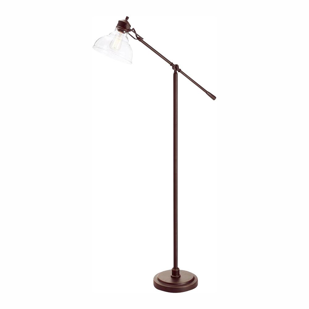 Hampton Bay 54 25 In Led Oil Rubbed Bronze Counter Balance Floor Lamp With Clear Glass Shade