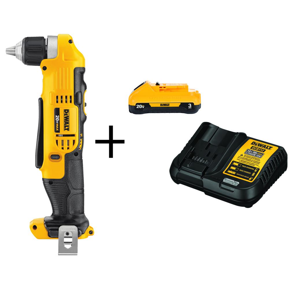 DEWALT 20-Volt MAX Lithium Ion Cordless 3/8 In. Right Angle Drill (Tool ...