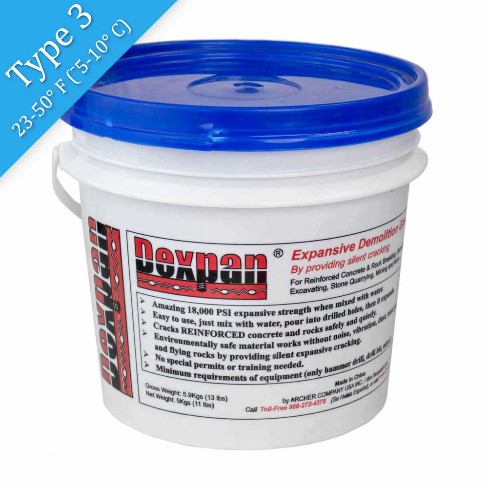 Dexpan 11 lb. Bucket Type 3 (23F50F) Expansive Demolition Grout for