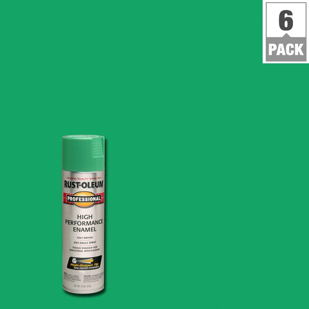 Rust Oleum Professional 15 Oz High Performance Enamel Gloss Safety High Performance Enamel Gloss Safety Green Spray Paint 6 Pack 7533838 The Home Depot