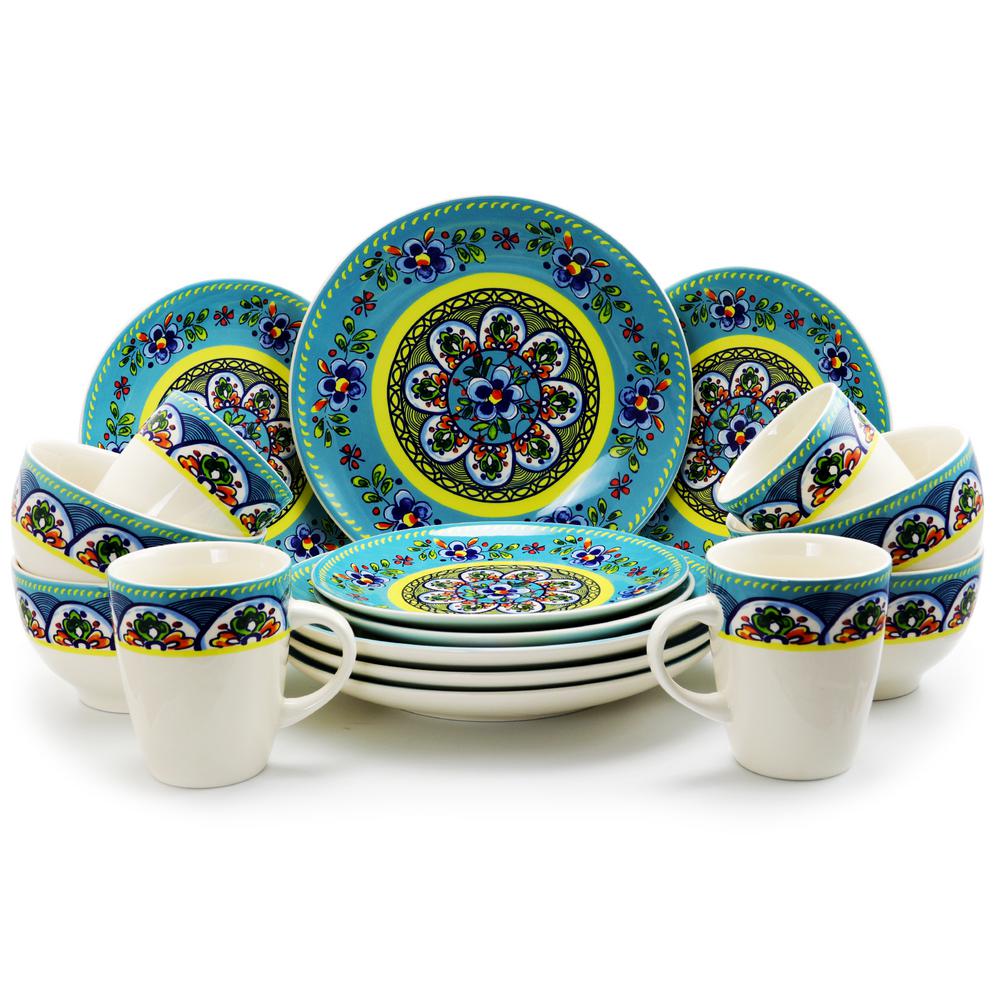 Elama Santa Fe Springs 16Piece Dinnerware Set98597048M The Home Depot