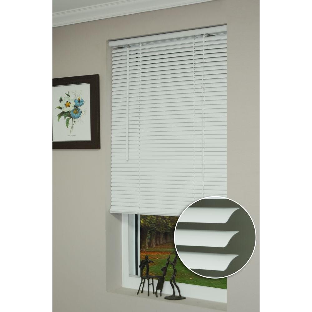 Deluxe Sundown White 1 In Room Darkening Vinyl Mini Blind 35 In W X   White Deluxe Sundown Vinyl Mini Blinds Ds3564wh06 64 1000 