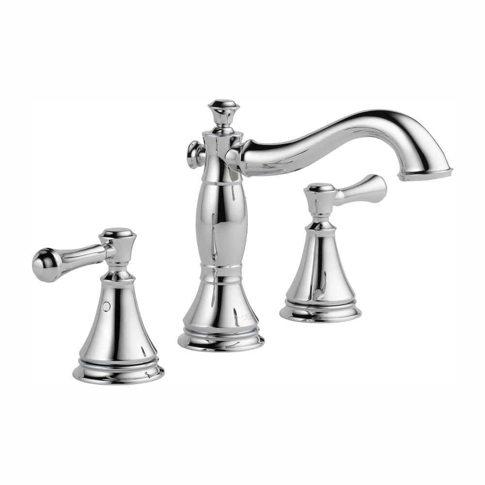 Delta Cassidy 8 In Widespread 2 Handle Bathroom Faucet With Metal Drain Assembly In Chrome 3597lf Mpu The Home Depot