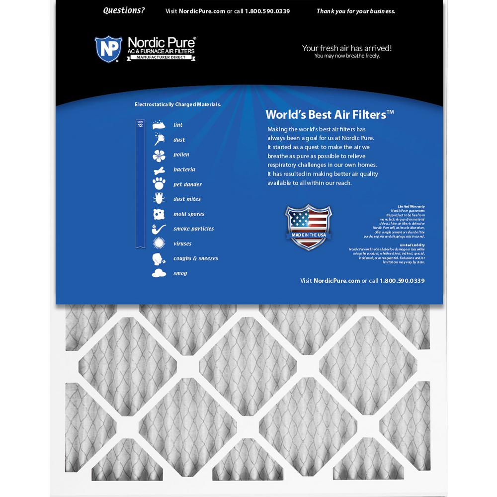 Nordic Pure 18x36x1 Exact MERV 8 Pleated AC Furnace Air Filters 3 Pack